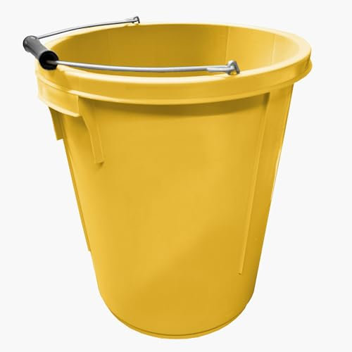 Yellow Plasterer Bucket Heavy Duty Plasterers Bucket for Mixing Building Plaster and Holding Water - 25 Litre