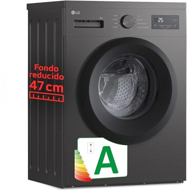 LG F4A10S8NDK.ADSQCES - Lavadora, 8 kg, 1400 rpm, Carga Frontal, 8 Programas, Programa Rápido y Programa Lavado a Mano, Fondo Especial Reducido, Display LED, Serie 100, Grafito Silver