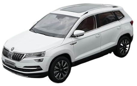 SYYANFEI Miniatur Motorfahrzeug-Modelle 1:18 Für Volkswagen Skoda Karoq KAROQ Metallmodellauto Persönliche Sammlung Geschenkanzeige Statisches Ornament Spielzeugauto(White)