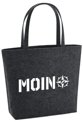 Huuraa Filzshopper Moin Kompass, 22 Liter | Geräumige Filztasche mit herausnehmbarer Innentasche als Geschenk für Küstenfans.