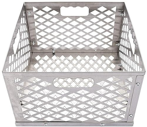 Agmoctz 1 Piece Silver 5279338P04 Stainless Steel Offset Smoker Charcoal Firebox Basket Silver Charcoal Basket Firebox Basket