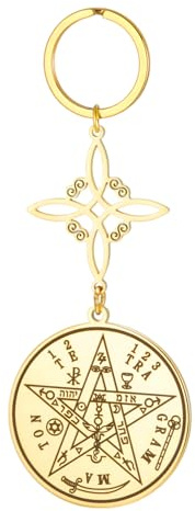 Dreamtimes Hexen-Knoten & Tetragrammaton-Pentagramm-Schlüsselanhänger aus Edelstahl mit mystischem Symbol Schlüsselanhänger für Taschen und Autoschlüssel für Frauen und Männer