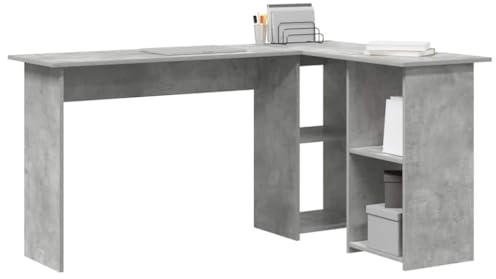 Tomostar Bureau d'angle, Bureau Forme en L Gris béton 142 x 102 x 73 cm Bois d'ingénierie