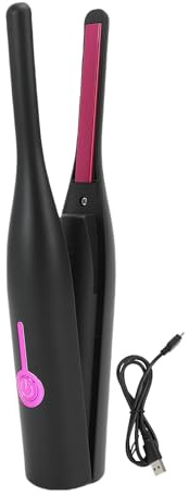 LUCKDANO Pencil Flat Iron Cordless Small Flat Iron Hair Straightener Curler 2 in 1 with PTC Fast Heating & 2600mAh Battery (Black)