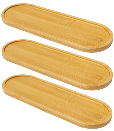Keboyoe 3 Pezzi Vassoio in Bambù Ovale Vassoio Bamboo 24*8cm vassoio bambu