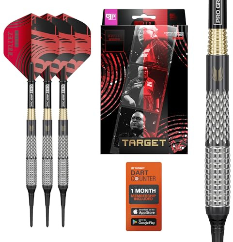Target Darts Stephen Bunting G5 Void Soft Tip Darts Set, 18G | 90% Wolfram Dartpfeile, Schwarz Cryo Pixel-Spitzen, Generation 5 Bullet Dart Set, Pro Grip Evo & Nr.2 Flights | Profi Dartpfeile