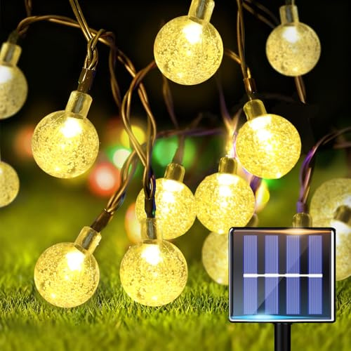 Taiyongkang Guirlande lumineuse solaire d'extérieur 8M 30LED Boule, Guirlande lumineuse solaire extérieure résistante aux intempéries IP65 pour balcon et jardin, guirlandes lumineuses solaires