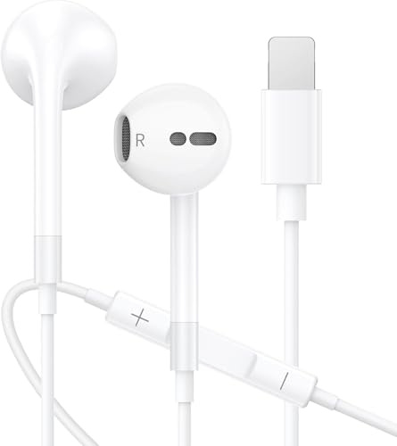 Headphones Wired [MFi Certified] Wired Earphones for iPhone Stereo Noise Earphones Built-in Microphone & Volume Control Compatible with iPhone 14/13/12 /11/SE/XR/XS/X/8/7/Pro Max/Pro/iPad Pro/All iOS