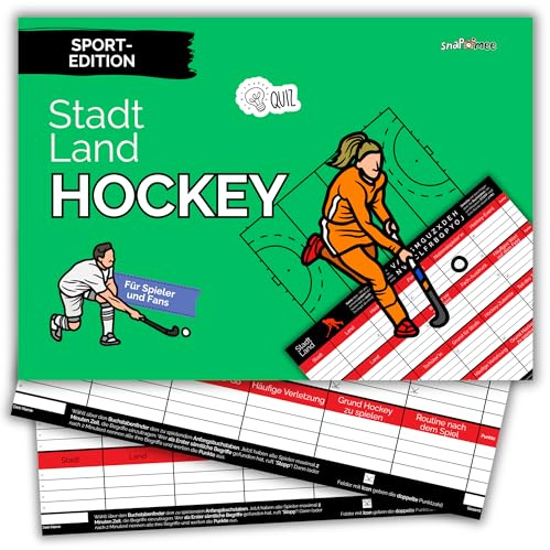 Stadt Land Hockey by snaPmee - Geschenk für Spieler, Trainer & Fans - Quiz Spiel - 50 Blatt Din-A4