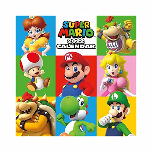 Super Mario Kalender 2022, Monatsplaner in der Größe 30 x 30 cm, offizieller Merchandise-Artikel