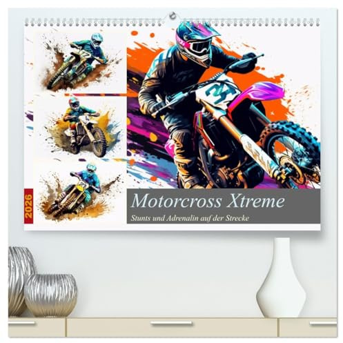 Motorcross Xtreme (hochwertiger Premium Wandkalender 2026 DIN A2 quer), Kunstdruck in Hochglanz: Tauchen Sie ein in die rasante Welt von Motocross ... verschmelzen! (CALVENDO Sport)