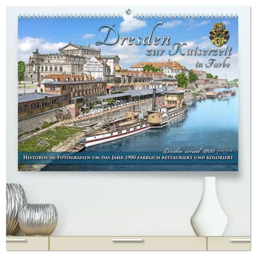 Historisches Dresden um 1900 neu restauriert und detailkoloriert (hochwertiger Premium Wandkalender 2026 DIN A2 quer), Kunstdruck in Hochglanz: Die ... Farben zu neuem Leben. (CALVENDO Orte)