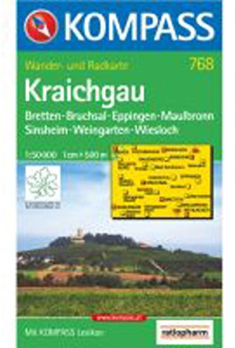 Kraichgau, Karlsruhe, Landau i. d. Pfalz, Speyer, Sinsheim, Eppingen, Bretten, Pforzheim: Wanderkarte mit Aktiv Guide und Radwegen. 1:50000 (KOMPASS Wanderkarte, Band 768)