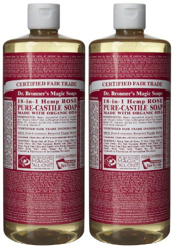 Dr. Bronners Magic All-One Dr. Bronner'S Organic Pure Castile Liquid Soap, Rose, 32 Oz, 2 Pk