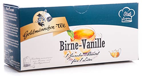 Goldmännchen Jumbo Tee Birne-Vanille, Birne-Vanilletee, Birnentee, Vanilletee, 20 Teebeutel, Große Beutel, 3166