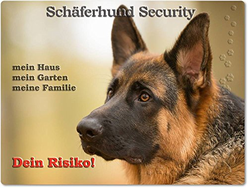Merchandise for Fans Warnschild - Schild aus Aluminium 15x20cm - Motiv: Schäferhund Security (03)