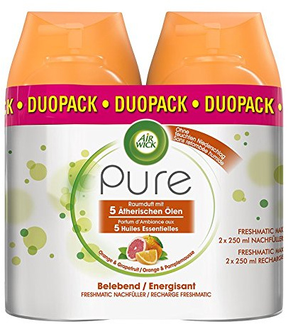 Air Wick Freshmatic Max Automatisches Duftspray (Nachfüller Pure Belebend), Orange und Grapefruit, 2er Pack (2 x 250 ml)