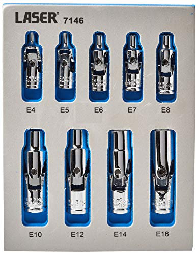 Laser 7146 Universal Joint Star Socket Set 1/4D, 3/8D 9pc