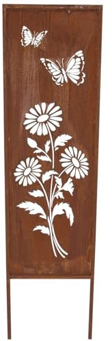 SIDCO Metallschild Rost Schild Gartenstecker Gartendeko Metall Stecker Blumen Deko