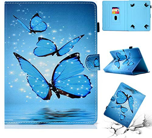 HereMore Universal Case for 7 Inch Tablet, Leather Stand Cover Protective Shell for Fire 7, Huawei MediaPad T3 7, Fusion5 7, Galaxy Tab A 7.0, Lenovo Tab E7/Tab3 7 Essential, iPad Mini, Butterfly