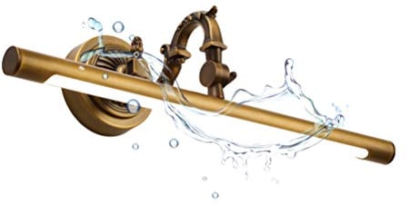 ACMHNC LED Spiegelleuchte Vintage,Schminklicht Spiegellampe Badezimmer Antik Messing Wasserdichte Badlampe Spiegel Wandleuchte 4000k Winkel Einstellbar Schrankleuchte,Ø45CM/9W