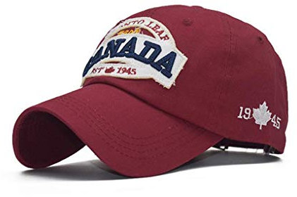 XibeiTrade Baseballkappe mit Kanada-Flagge, Baumwolle, für Herren, Damen, Sport, weinrot, M