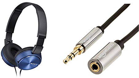 Sony MDR-ZX310L Casque Pliable - Bleu & Amazon Basics Rallonge Audio stéréo (3,5 mm mâle vers Femelle) 3,66 m