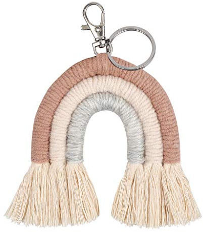 Youlin Weaving Gland Makramee Schlüsselanhänger Regenbogen-Himmel-Frauen Boho Eigenhändig Keychain Beutel-Charme hängend Schmuck Geschenke