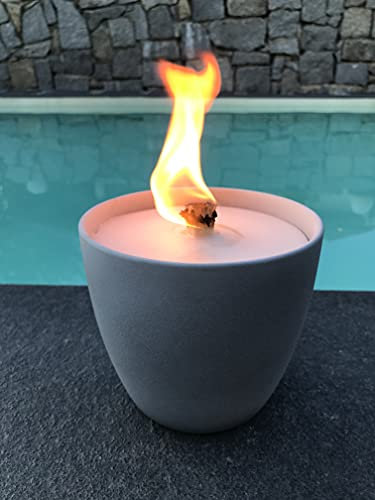 WeberHomemade® | Wachsfresser | Kerzenfresser | Schmelzlicht mit Dauerdocht & handgefertigten Dochthalter | hellgrau grau | Ø 14 cm | nachhaltige & wiederbefüllbare Outdoor Kerze | ewige Brenndauer