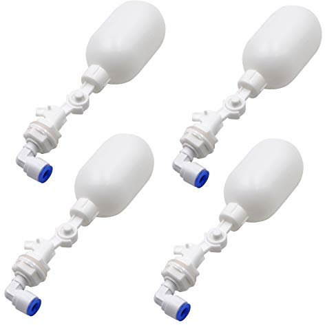 4 Stück Schwimmerventil 1/4 Zoll Mini Schwimmerkugelhahn mit verstellbarem Arm Filter Schwimmerventil Kit für Wassertank Pumpe Trog Aquarium Aquakultur, Wassertank Reservoir