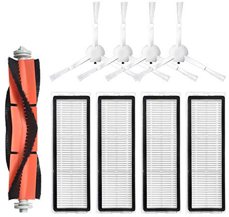 Huayuwa Lot d'accessoires de rechange pour aspirateur Xiaomi Mijia 1C, 1 brosse principale, 4 brosses latérales et 4 filtres HEPA