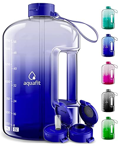 AQUAFIT Gourde 2l (2300 ml) avec Paille - Gourde graduée pour 1 Journee - Gourde Motivation - Bouteille d Eau Motivante avec Poignée - Idéale pour Transporter