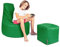 PATCH HOME Patchhome Gamer Kissen Lounge Kissen Sitzsack Sessel Sitzkissen Bean Bag + Würfel/Hocker mit Reißverschluss bereits befüllt (Green, XL - Ø75cm Sessel + 35x35cm Würfel)