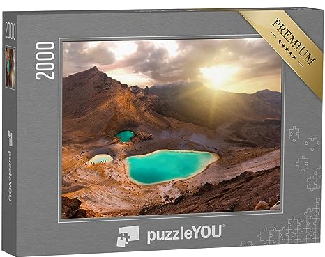 puzzleYOU: Puzzle 2000 Teile „Sonnenaufgang über den Emerald Lakes, Tongariro National Park, Neuseeland“ – aus der Puzzle-Kollektion Neuseeland