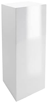 VIVANNO Podest Deko-Säule Stele Blumenständer Fiberglas Weiß Hochglanz 30x30x80