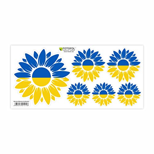 FOTOFOL Ukraine Aufkleber Set - Fahne Flagge Karte Blumen Friedenstaube Ukraine, für Auto, Fahrzeuge, Roller, Moped, Motorrad-Helm, Fahrrad, Laptop, Smartphone (Blumen)