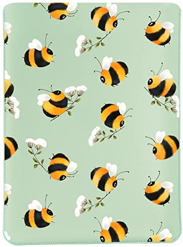 MAYCARI Cute Cartoon Bee Laptop Sleeve Bag 12-13 inch, Slim Light Weight Fuax Leather Protective Computer Cover Compatible with iPad 12.9 MacBook Pro 13(2016-2020) MacBook Air 13(2018-2020)