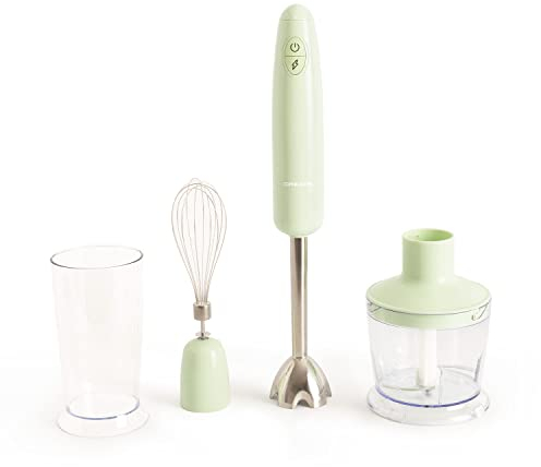 CREATE/FULLMIX RETRO/Batidora de mano Verde/Bate, mezcla y monta, 6 velocidades, vaso medidor 600ml, libre de BPA, vaso para triturar 500 ml, 1000W