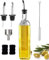 Leaflai Olivenölspenderflasche, 500 ml, Öl- und Essigmenage mit 2 Edelstahl-Ausgießern, 2 Etiketten, 1 Bürste und 1 Trichter für die Küche