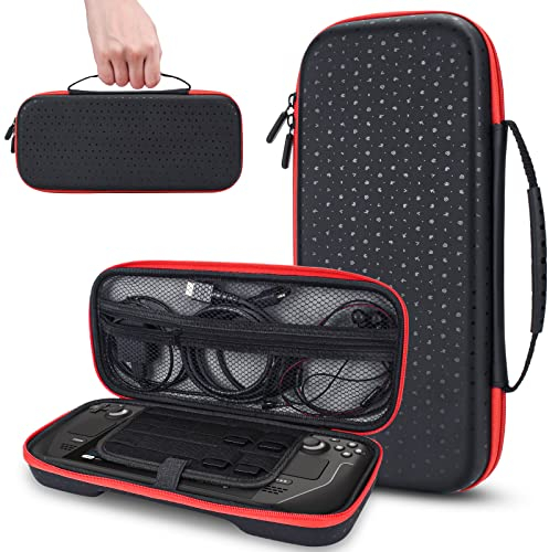 DLseego Carrying Case for Steam Deck, Shockproof Hard Travel Protective Case with Storage Bag for Steam Deck Console and Games Accessories-Black
