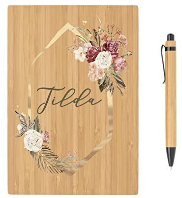 Manufaktur Liebevoll I Notizbuch mit Namen personalisiert Geburtstag Geschenk Frauen Tagebuch Journal Freundin A5 floral (Motiv Tilda)