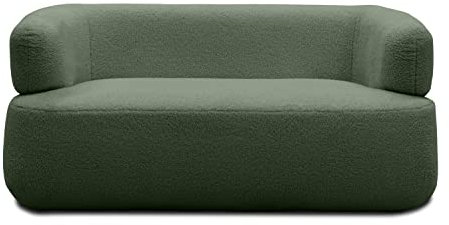 DOMO. collection Sofa Molina, 2-Sitzer, moderne 2er Couch aus Teddy-Stoff mit runden Ecken, Polstersofa, Garnitur 160 x 86 x 71 cm (BxTxH), dunkelgrün