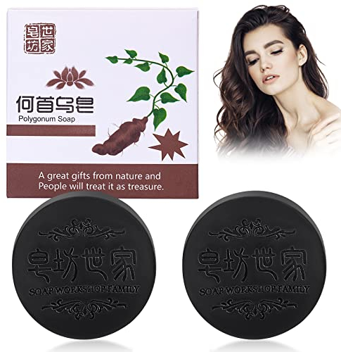 Polygonum Multiflorum Shampoo Soap,Natural Jabón de Cabello Polygonum,He Shou Wu Jabón de Champú,Promueve el Crecimiento del Cabello y Previene la Caída del Cabello (2 Piezas)