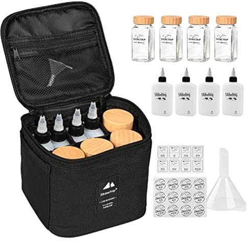 Gewürzstreuer Camping Set, 8-teiliges Gewürzgläser Mit Aufbewahrungstasche, Outdoor Seasoning Gewürzbehälter, Portable Reise Gewürztasche Für Camping, BBQ, Picknick