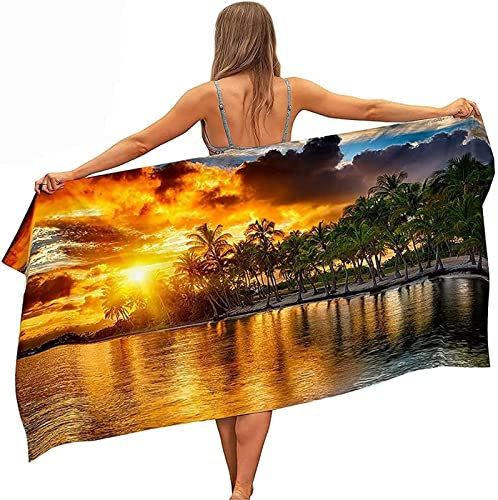 KINITA Tropisch Hawaii Strandtuch Groß 150x200, 3D Badetuch Mikrofaser Handtücher, Strandhandtuch Schnell Trocknendes Sandfreies Badehandtuch, Saunatuch, Handtuch, Damen, Herren, Strandtücher