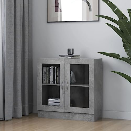DCRAF Möbel Vitrine Schrank Beton Grau 82,5x30,5x80 cm Größe Holzwerkstoff