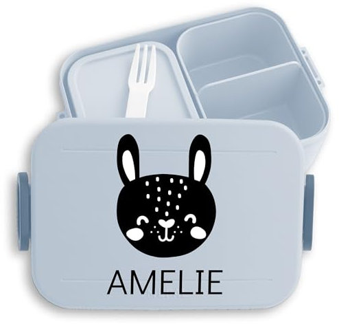 Kinder Bento Box Midi Lunchbox für Mepal Bentobox - Hase Langohr Hasen - 900 ml - Hellblau - brotdose mädchen kindergarten bunny brotzeitdose jausendose schule rabbit brotbüchse