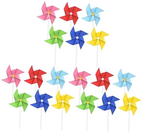 ifundom 18pcs Windmill Shaped Cake Toppers Cake Picks for Birthday Celebrations Dessert Inserts to Mixed Styles for Eye-catching Displays
