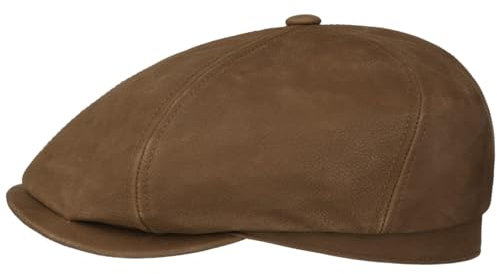 Stetson 6 Panel Calf Leather Flatcap - Braune Mütze aus 100% Leder - Klassische Schirmmütze - Einfarbig - Herbst/Winter - Für Herren braun M (56-57 cm)