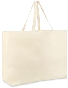 Bronta Mill Jumbo Oversized Heavy Duty Tote Bag, Beach, Shopping, Everyday Large 100% Cotton Canvas Eco Friendly Shoulder Bag – Natural 100% Cotton (Natural, Pack of 1)